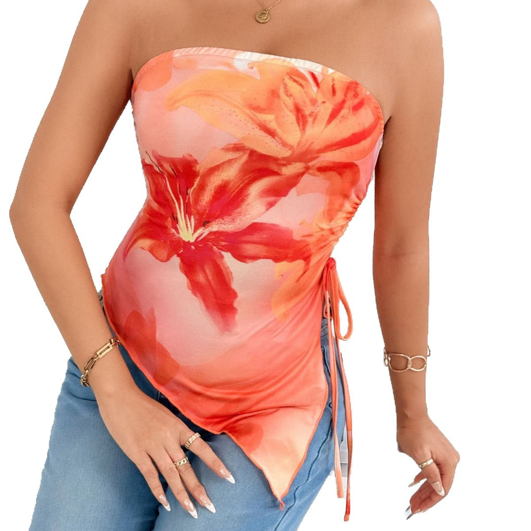Damen Oberteil mit asymmetrischem Schnitt und floralem Design R&B