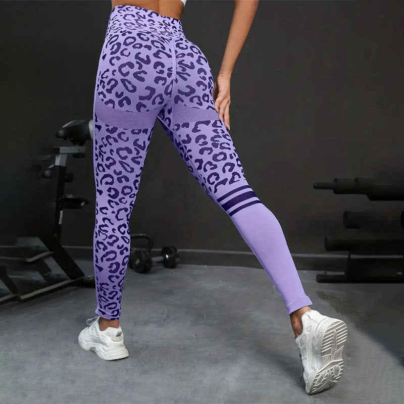 Damen Sportleggings mit Tiermuster und hohem Taillenschnitt R&B