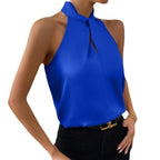 R&B | Damen Knoten Hals Stil Top Seide