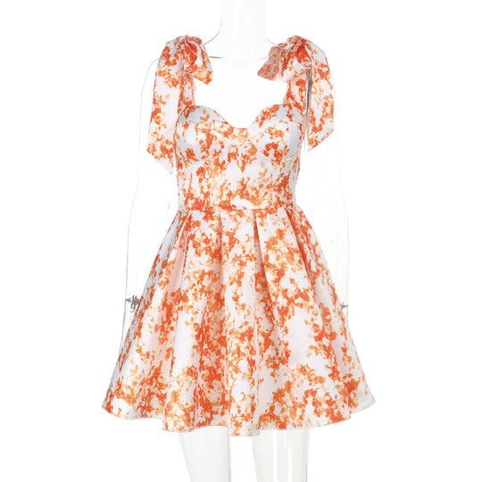 Damen verspieltes Blumenkleid mit Puffärmeln und Rüschendetails R&B