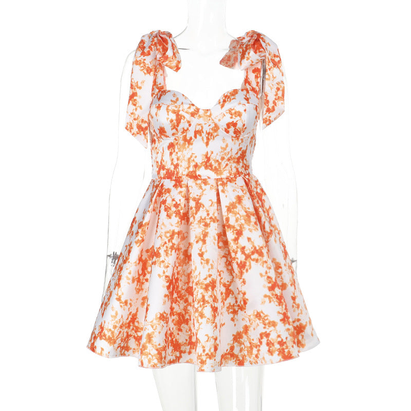 Damen verspieltes Blumenkleid mit Puffärmeln und Rüschendetails R&B