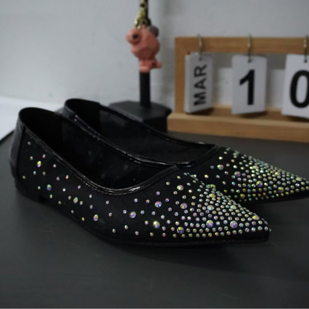 Damen spitze Ballerinas mit Glitzerakzenten und komfortablem Innenfutter