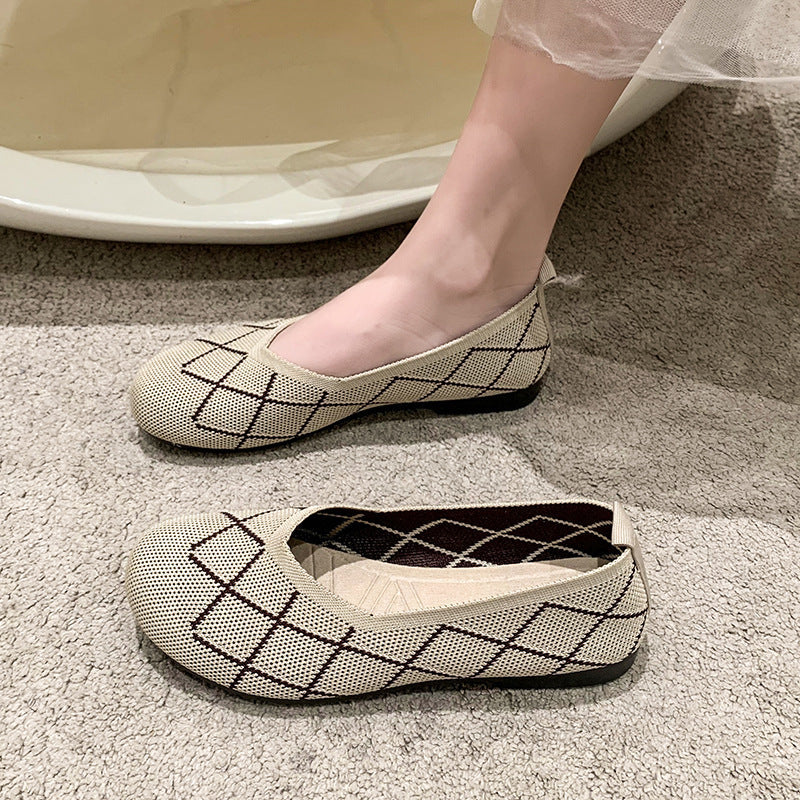 Damen leichte und atmungsaktive Ballerinas aus flexiblem GewR&Be R&B
