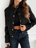 Damen Kurzjacke im Biker-Stil mit dekorativen Knöpfen R&B
