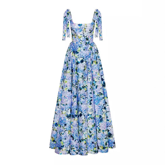 Damen Elegantes Maxikleid mit schulterfreien Trägern und floralem Print R&B