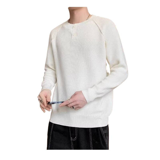 Herren Strickpullover mit umschaltbarem Kragen und hochwertiger Textur R&B