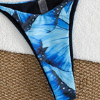 Damen Triangel-Bikini-Set mit floralem Schmetterlingsdesign R&B