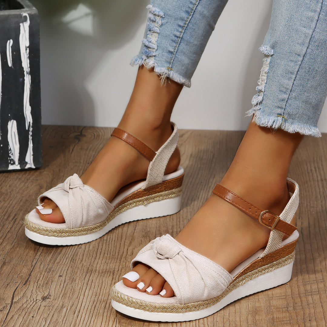 Damen Wedge-Sandalen mit modischem Knoten-Detail R&B