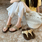 Damen Komfortable Zehentrenner-Sandalen mit modischem Flechtmuster und verstellbarem Riemen