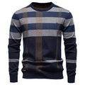 Herren Langarm Pullover mit modernem Karo-Muster und weichem Strick