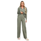 Damen elegantes und bequemes Strick-Lounge-Set mit Polokragen R&B