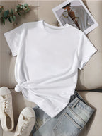 Damen oversized Baumwoll-T-Shirt mit geradem Schnitt und minimalistischem Design R&B