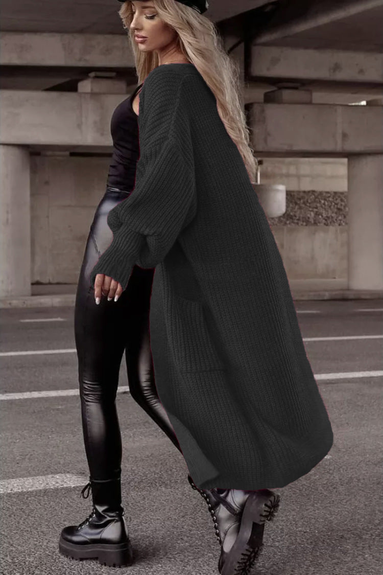 Damen Grobstrick-Cardigan mit tiefen Taschen und lässigem Oversized-Schnitt R&B