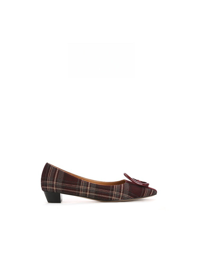 Damen Flache Ballerinas mit modischem Karo-Design und schicker Schnalle R&B