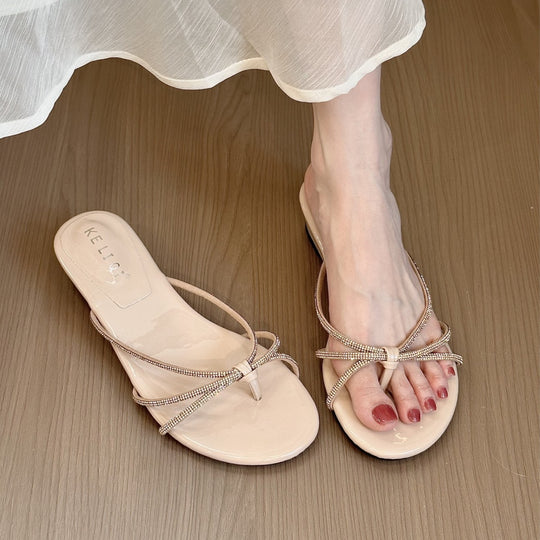 Damen Modische Zehentrenner-Sandalen mit funkelndem Riemendesign und anatomischer Passform R&B