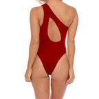 Damen Einseitiger Cut-Out Badeanzug mit Netzdetails R&B
