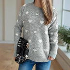 Damen kuscheliger Pullover mit herzförmigem Design und weichem Material R&B