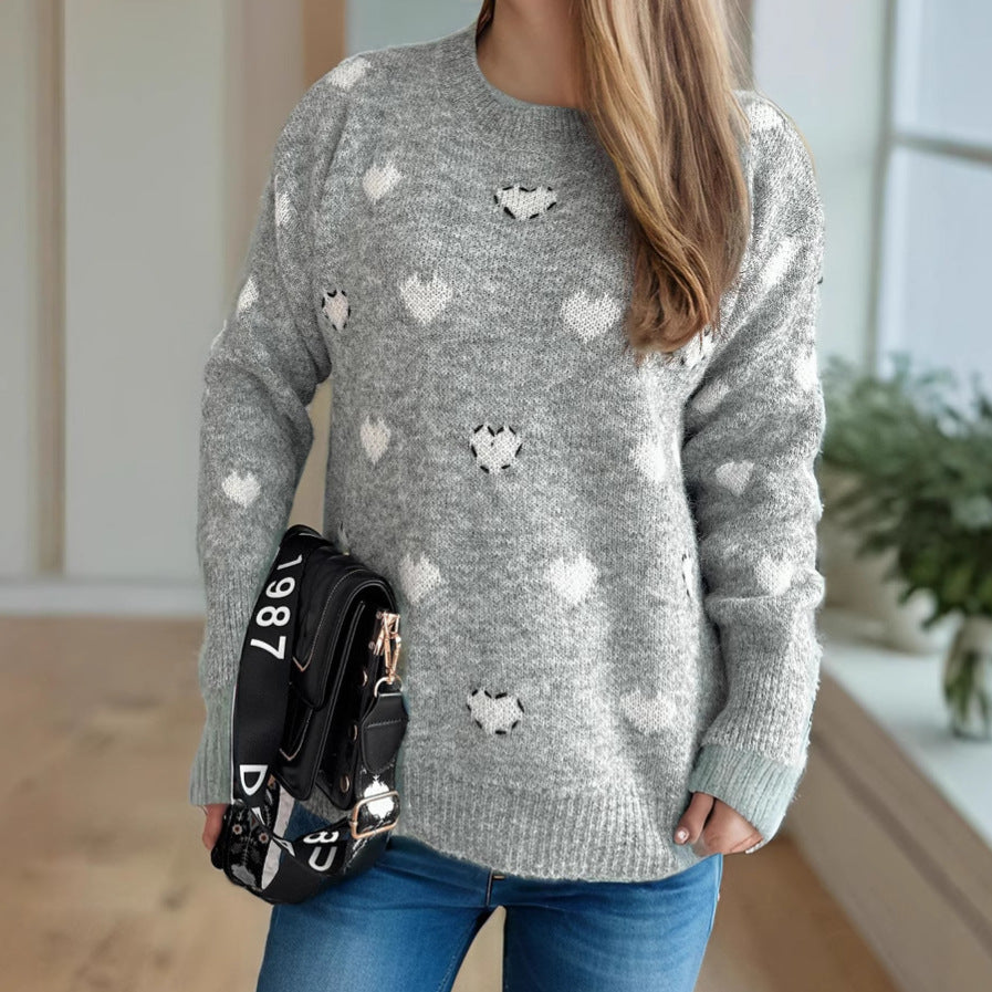 Damen kuscheliger Pullover mit herzförmigem Design und weichem Material R&B