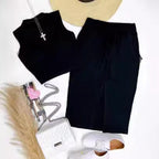 Damen elegantes und modisches Oberteil mit Wickelrock R&B