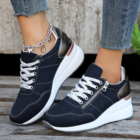 Damen sportliche Sneakers mit elegantem Reißverschluss und hohem Komfort R&B