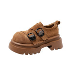 Damen modische Schnürschuhe mit klobiger Gummisohle und auffälligen Schnallen R&B
