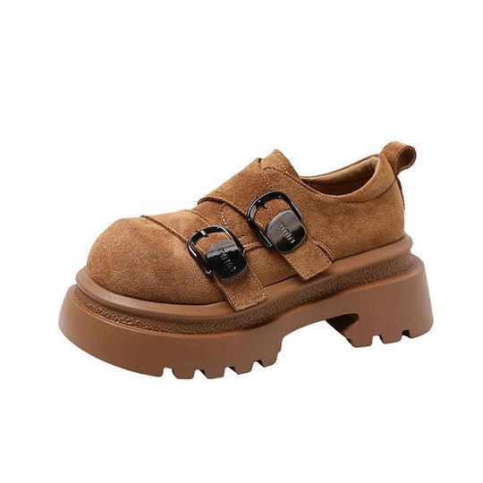 Damen modische Schnürschuhe mit klobiger Gummisohle und auffälligen Schnallen R&B