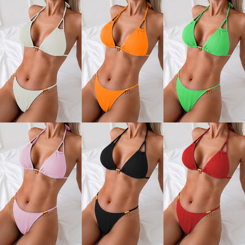 Damen Bikini mit raffinierten Goldakzenten und verstellbaren Trägern R&B