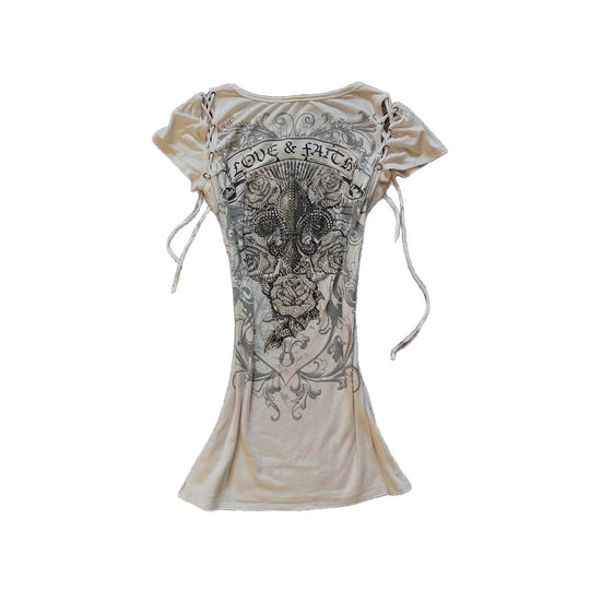 Damen Elegantes T-Shirt mit dekorativen Schnürdetails R&B