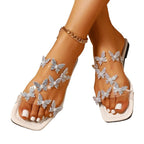 Damen Elegante Sandalen mit transparentem Riemen und floralem Design R&B