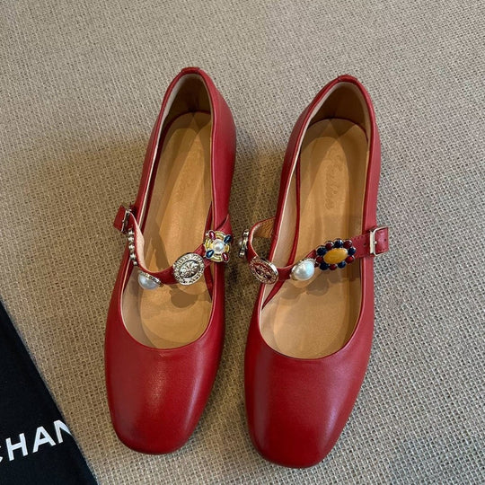 Damen Ballerina-Schuhe mit dekorativer Schnalle und elegantem Design R&B