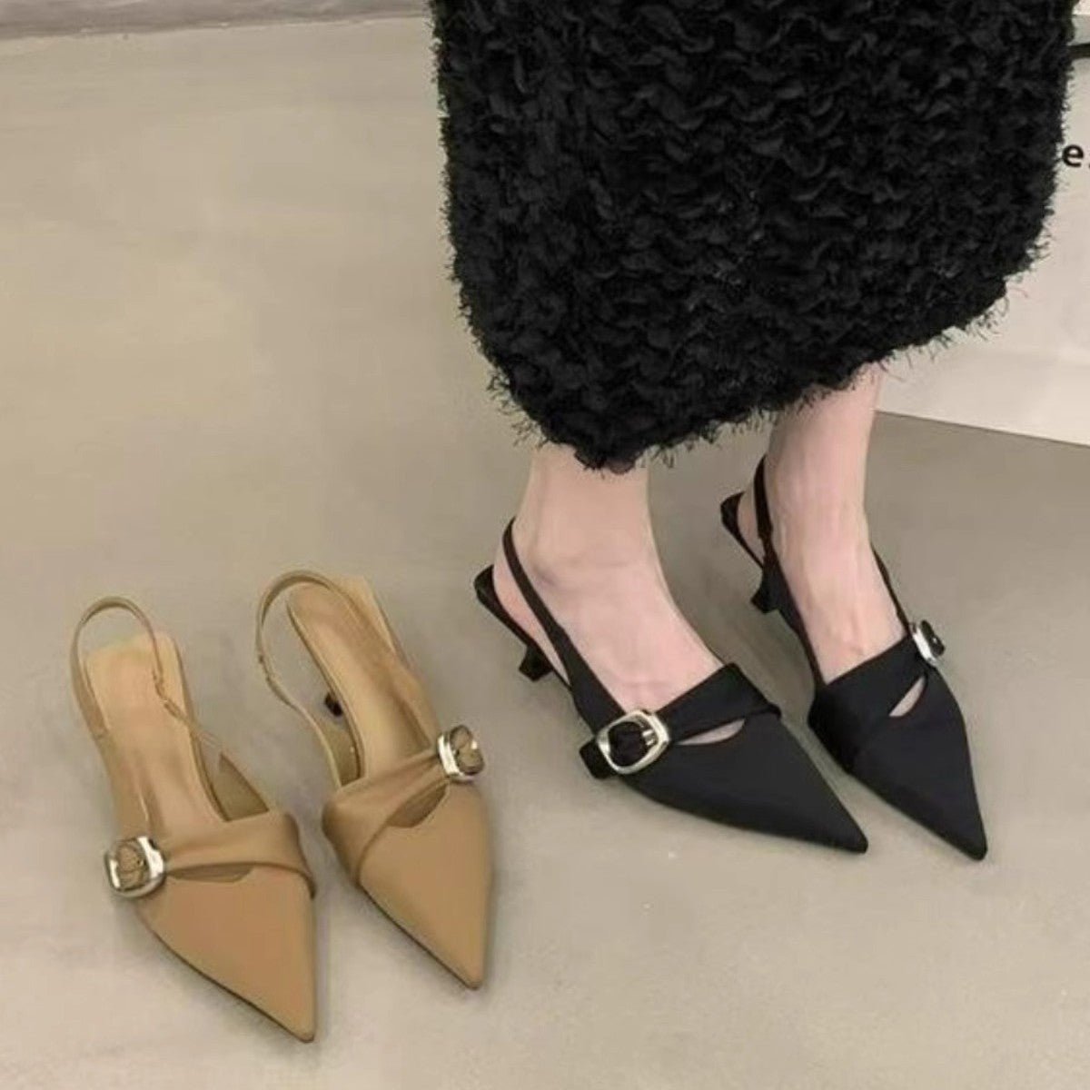Damen Slingback High Heels mit eleganter Schnalle R&B