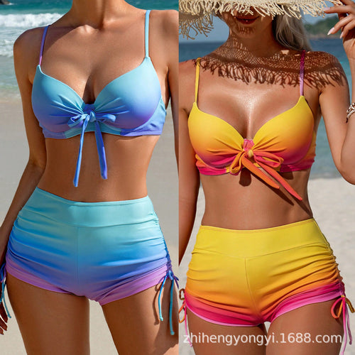 Damen Bikini-Set mit hochwertigem Raffung und Bindegürtel R&B