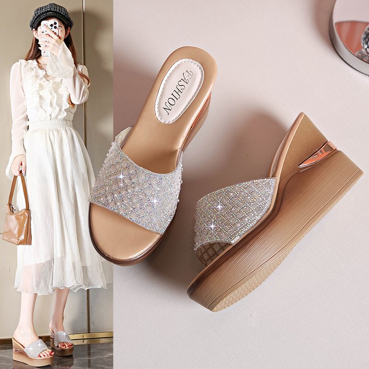 Damen glamouröse Plateausandalen mit zierlicher Strassverzierung R&B