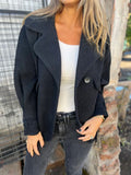 Damen Lässige Oversized-Jacke mit stylischem Kragen und Knopfverschluss R&B