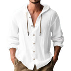 Herren lässiges Kapuzenshirt aus atmungsaktiver Baumwolle mit Knopfleiste und verstellbarem Kordelzug R&B