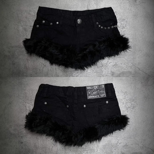 Damen Kurze Jeans mit flauschigen Saum R&B