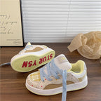 Damen Sportliche Sneakers mit buntem Karomuster und gepolsterter Innensohle