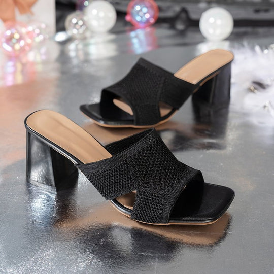 Damen elegante und bequeme Blockabsatzpantoletten R&B