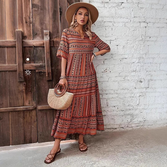 Damen Sommerkleid im Boho-Stil mit weitem Schnitt R&B