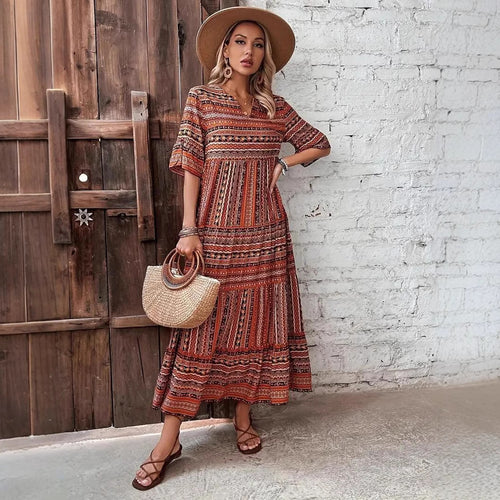 Damen Sommerkleid im Boho-Stil mit weitem Schnitt R&B