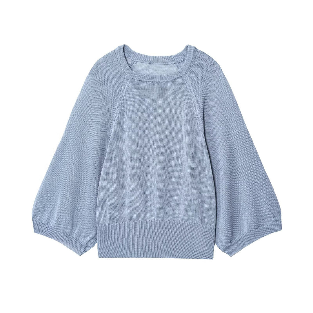 Damen lässiger Pullover mit überschnittenen Ärmeln und Rundhalsausschnitt R&B