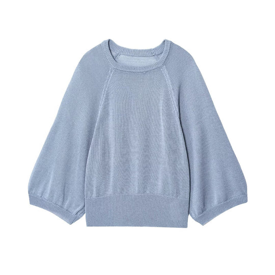 Damen lässiger Pullover mit überschnittenen Ärmeln und Rundhalsausschnitt R&B