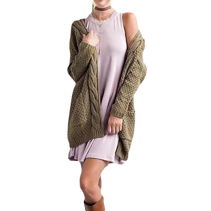 Damen Luftiger Strickcardigan mit offenen Taschen und lässigem Schnitt R&B