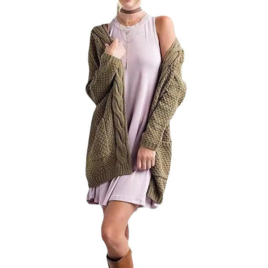 Damen Luftiger Strickcardigan mit offenen Taschen und lässigem Schnitt R&B