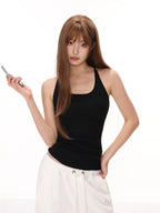 Damen nan figurnahes Performance-Tanktop aus Stretchjersey mit Racerback und formender Mittelnaht R&B