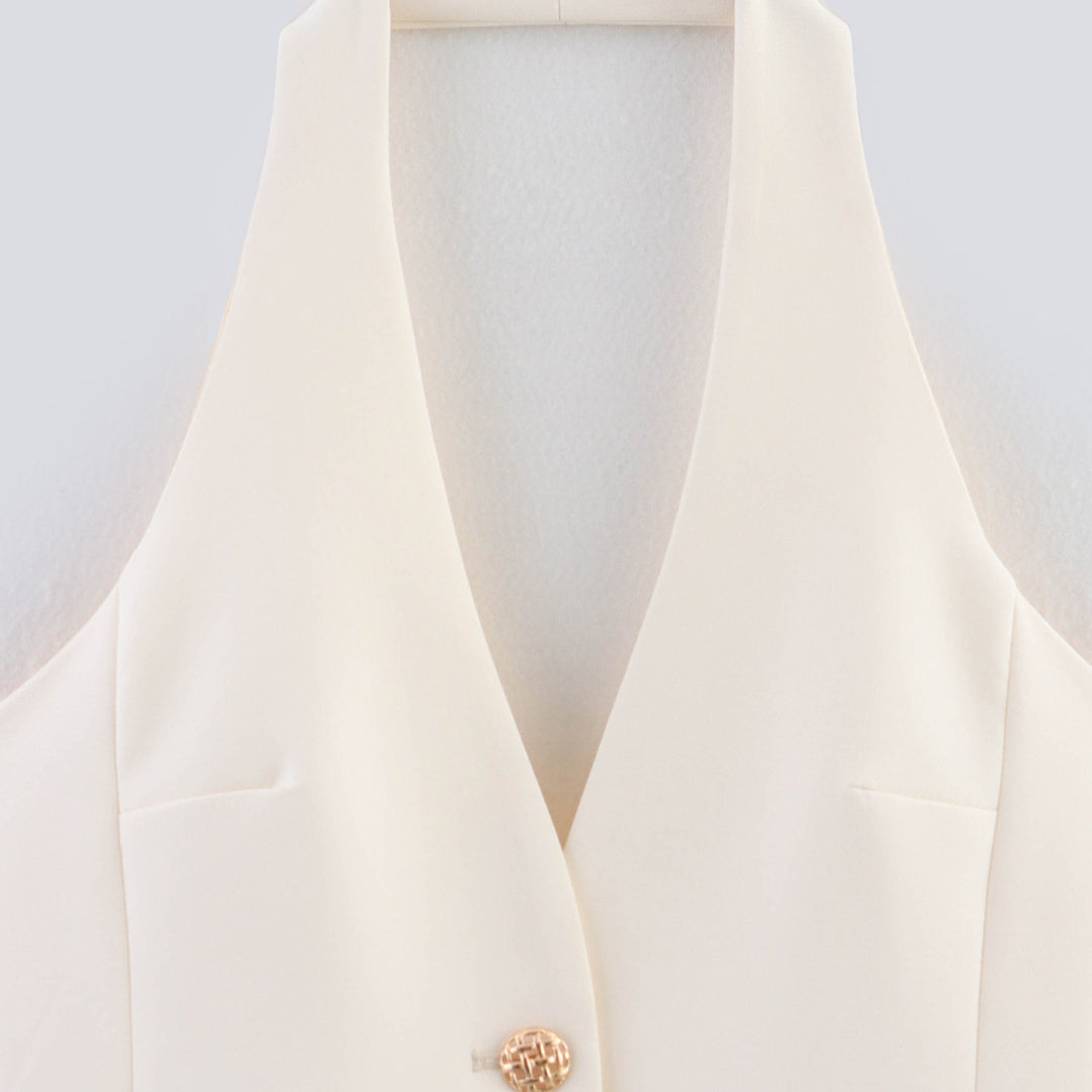 Damen elegante Blazer-Weste ohne Ärmel R&B