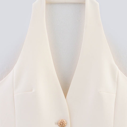 Damen elegante Blazer-Weste ohne Ärmel R&B