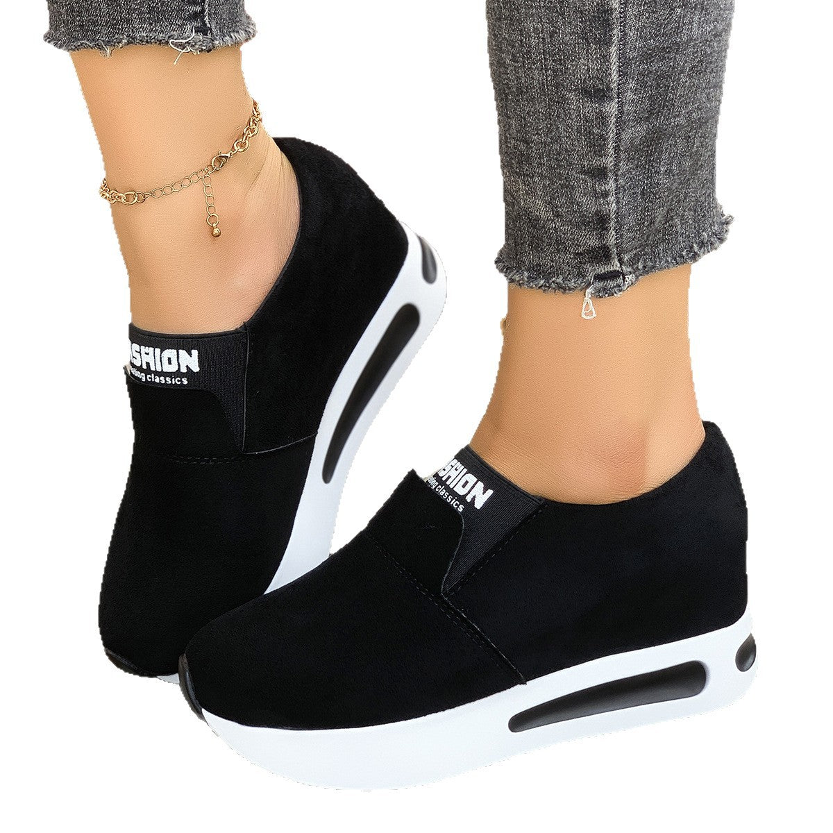 Damen Modische Slip-On Sneakers mit schickem Krokodesign und dämpfendem Fußbett R&B
