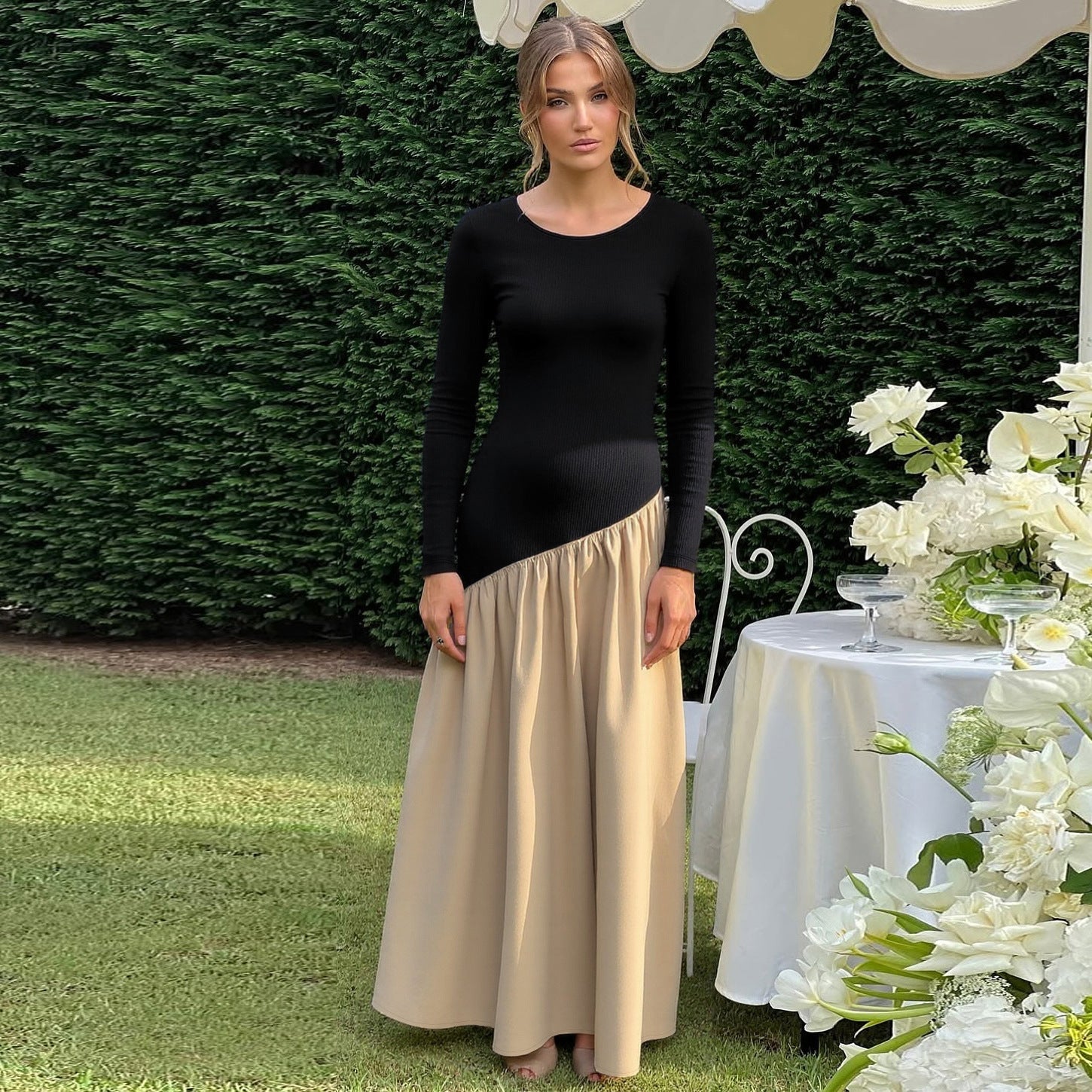 Damen Kleid mit asymmetrischem Design und Raffung R&B