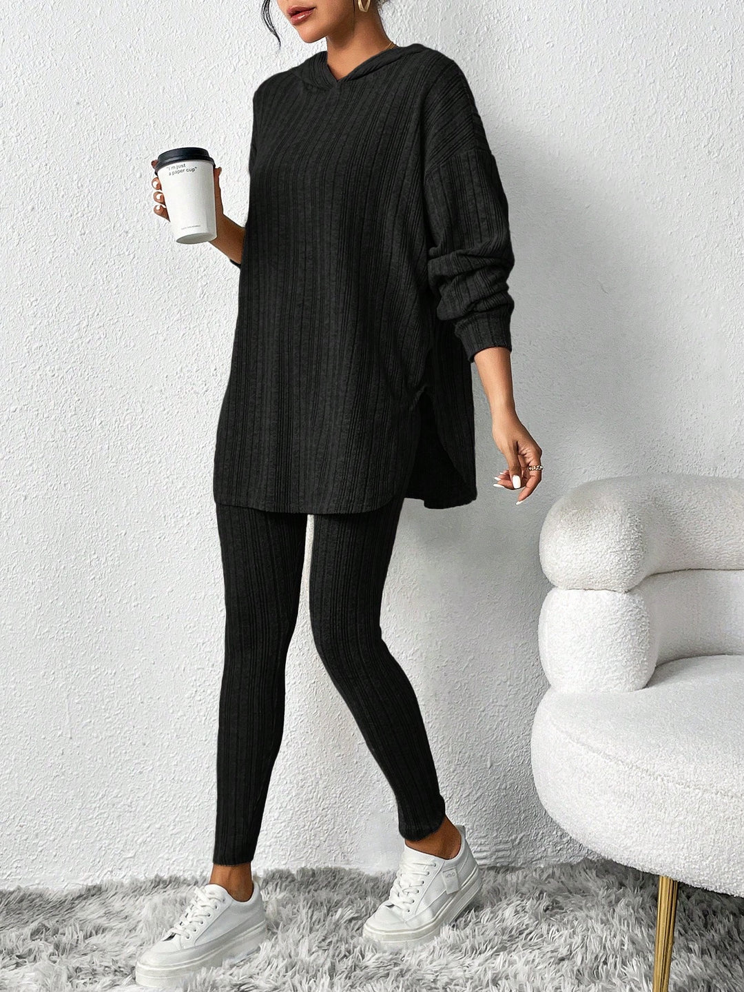 Damen lässiges Lounge-Outfit mit oversized Pullover und Leggings R&B